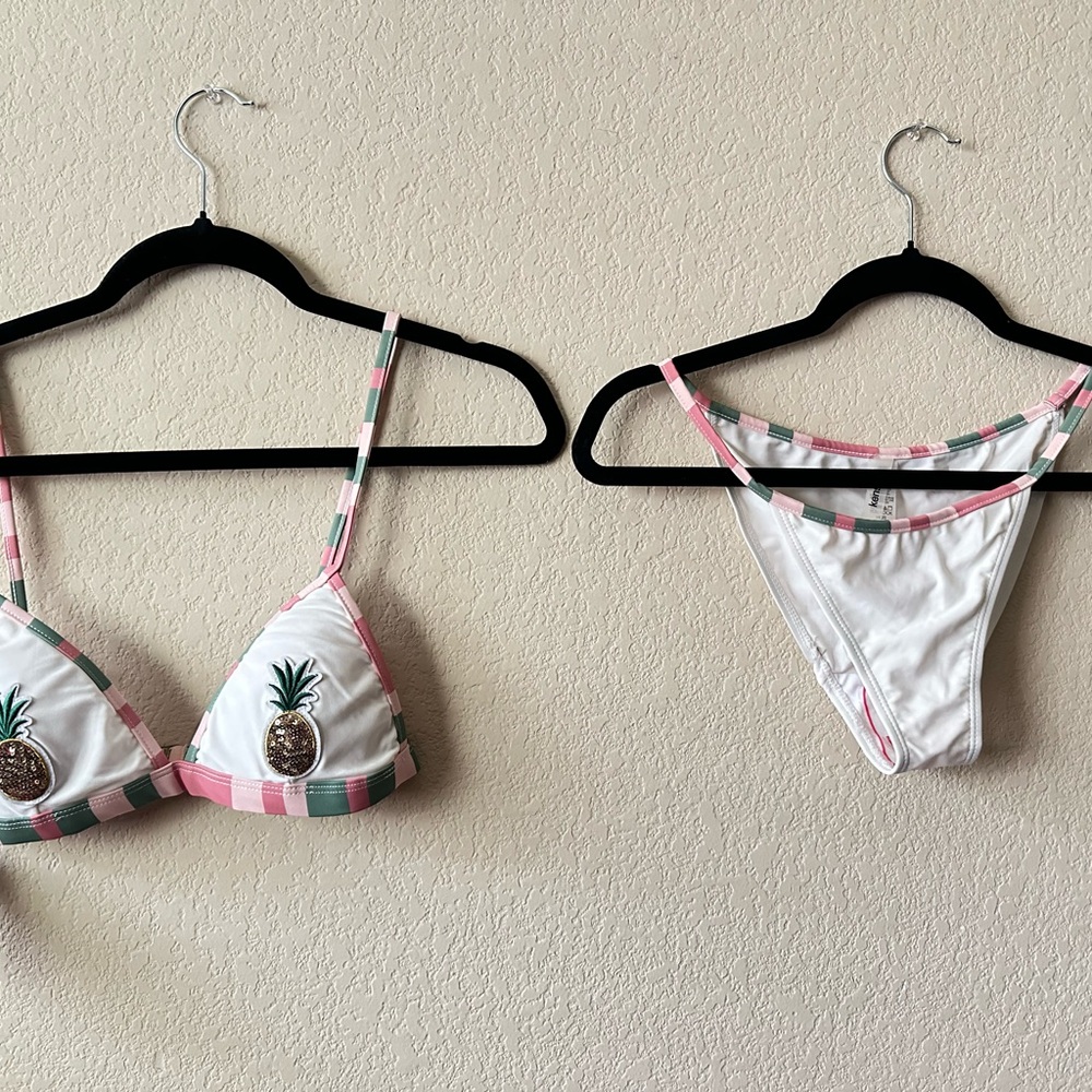 Kensie Pineapple Pink and White Bikini